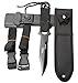 Dive Knife - Black Tactical Sharp knives with 2 Sheaths and Leg Strap for Diving,Hunting,Survival,Rescue.