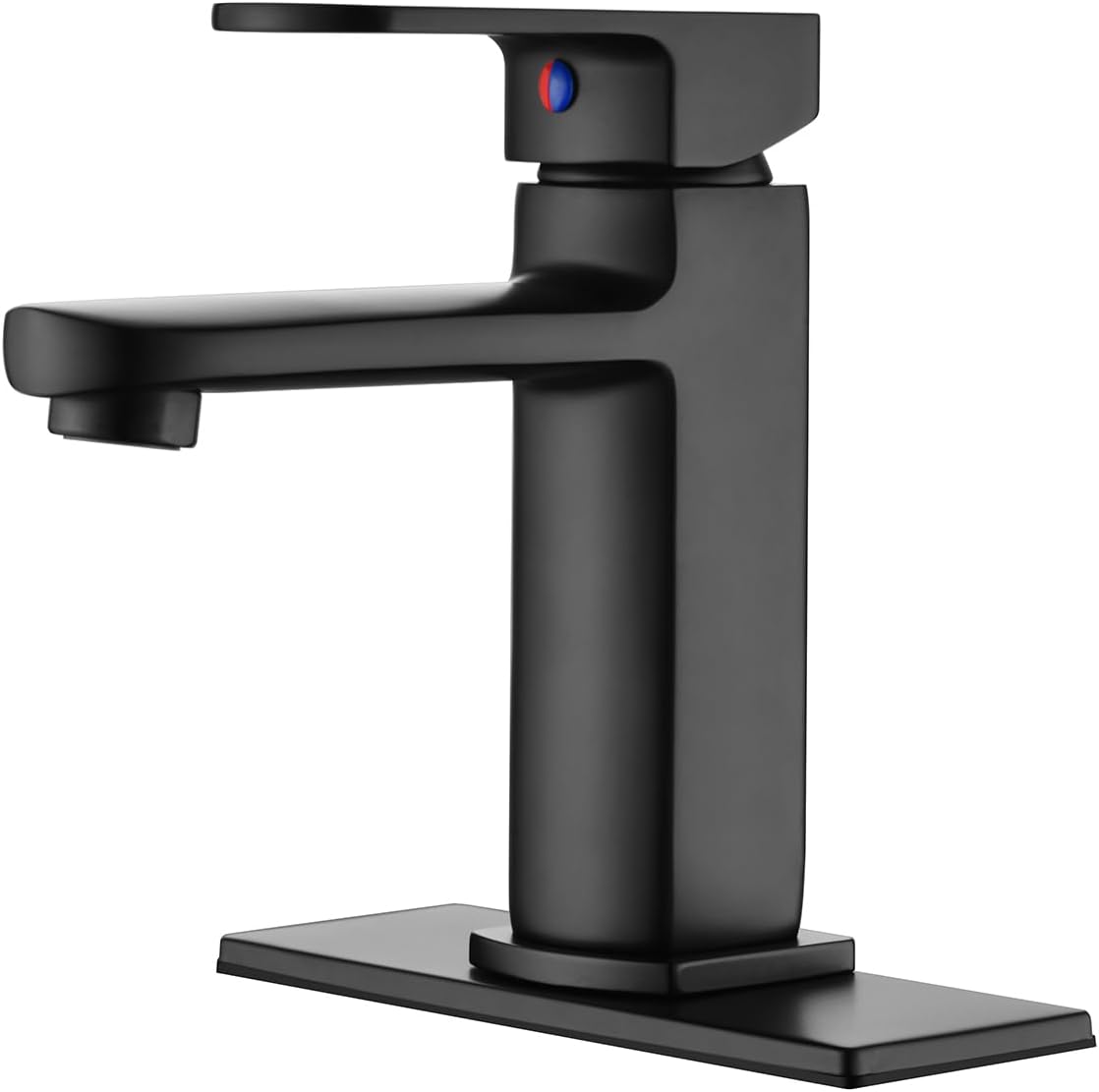 Single Handle Bathroom Sink Faucet,1 Hole or 3 Hole Lavatory Vanity Bathroom Faucet with Deck Plate,Pop up Drain and Water Supply Lines,Matte Black,GFL-0048-MT