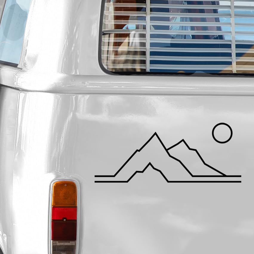 Autoaufkleber Berge Panorama - 95x48,8cm Schwarz Für Auto & Wohnmobil