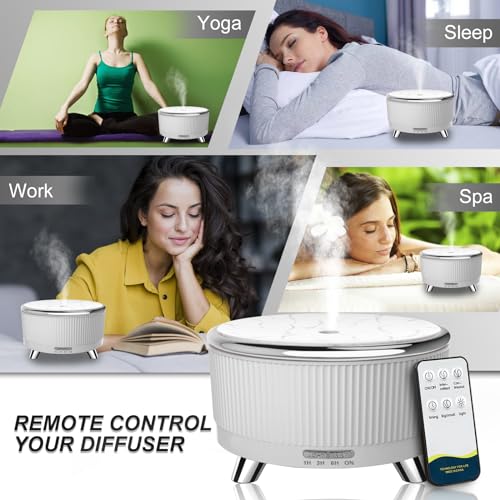 Diffusers-for-Essential-Oils-Large-Room-Humidifier-500ml-Aromatherapy-Diffuser-with-6-Essential-Oils-Remote-Control7-Colors-Lights-3-Mist-Mode-Waterless-Auto-Off-for-Women-Office-Home-White-Sliver