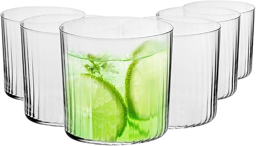 Krosno Juego de 6 vasos de sidra ondulados texturizados, 13,86 onzas líquidas, colección Mixology Lumi, agua, jugo y bebidas frías, para uso diario,