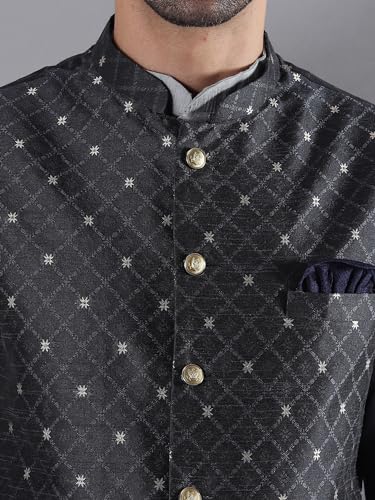 Image of Uri and MacKenzie Men's Silk Blend Kurta Pajama with Designer Ethnic Nehru Jacket /Modi Jacket