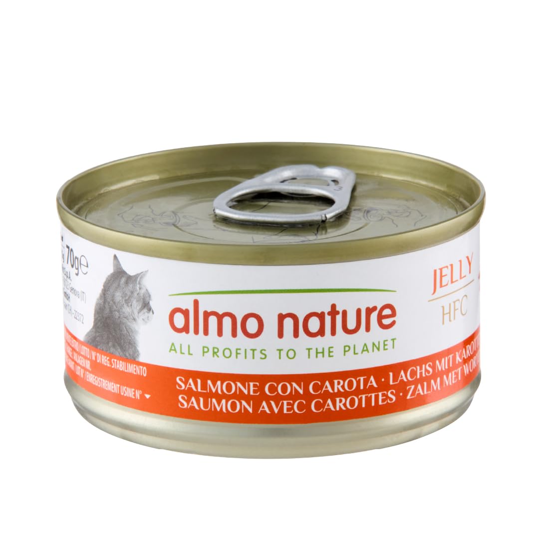 almo nature HFC Jelly Wet Cat Food with Salmon & Carrots (Pack of 24 x 70g Tins)