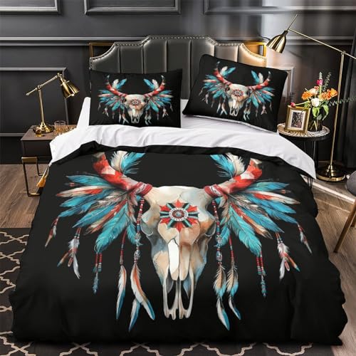 Parure de lit crâne 3D microfibre douce pour lit king size 260x220