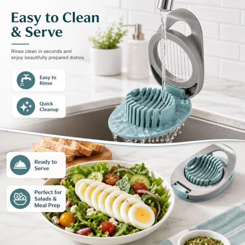 Image of Egg Slicer for Boiled Eggs Strawberry Cutter with Stainless Steel Wire iE†Greenia€