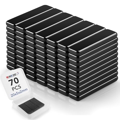 Image of MIKEDE 70 Pcs Small Bar Neodymium Magnets, 20x5x2 mm Rectangular Rare Earth Magnets for Crafts, Heavy Duty for Refrigerator, Tool Storage, Whiteboard, DIY