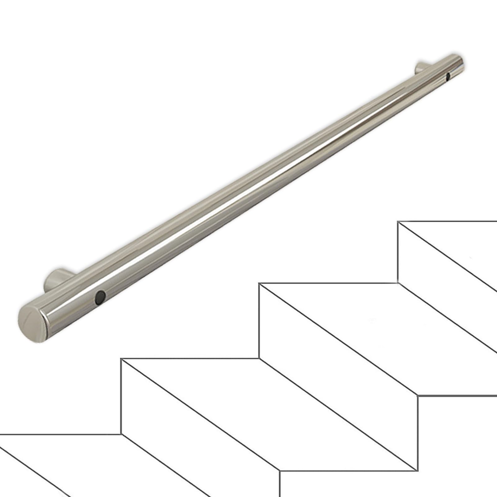 LWJSOCP Stair handrail Handrails for Stairs, Indoor Outdoor Stair Handrail, Wall Mounted Stair Banister Handrail, Non-Slip Grab Bar Balustrades Support Kit, 100cm 150cm 180cm 2m 3m (Size : 150cm)
