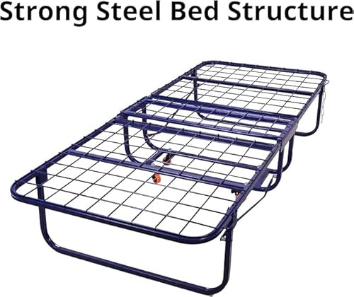 سرير ضيوف قابل للطي مع مرتبة مريحة وهيكل ستيل قوي، 80 × 190 سم