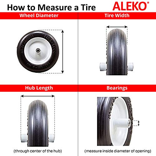 ALEKO 2WBNF16 Anti Flat Ribbed Replacement Wheel for Wheelbarrow 16 Inches No Flat Tire Black Lot of 2