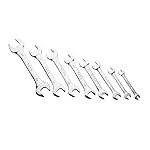 AGRICO Tata Double Open End Spanner Set | Chrome Vanadium Steel | Professional Wrench Set for Mechanics, Fitting & Home Use | 6×7-20×22 mm Spanners | SMD515 (Silver Matt, Set of 8)