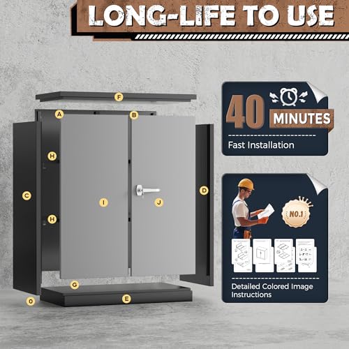 Image of INTERGREAT Metal Garage Storage Cabinet, 36 inch Locking Counter Cabinet with 2 Locking Doors and 2 Adjustable Shelves, Small Steel Cabinet for for Home Office, Gym, School(New Grey)