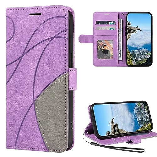 Cqkob Handyhülle für LG K40/K12 Plus, Leder PU Brieftasche Handyhülle Flip Hülle Silikon Bumper Schutzhülle Klapphülle. Lederhülle mit Kartenfächern & Standfunktion-Lila