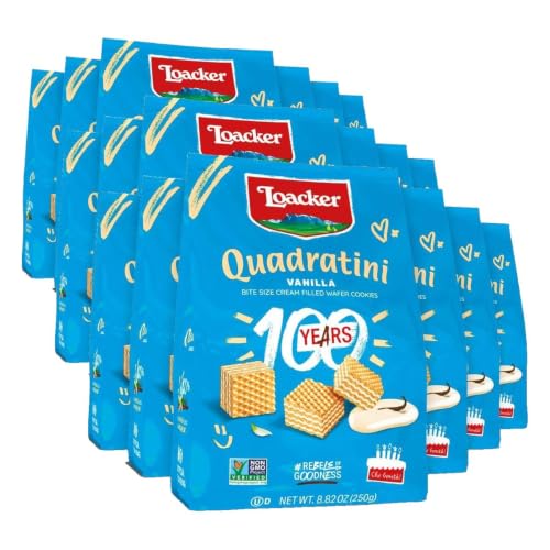 Image of Loacker Quadratini Vanilla Wafer Cookies, 30% Less Sugar, Non-GMO, 18-Pack