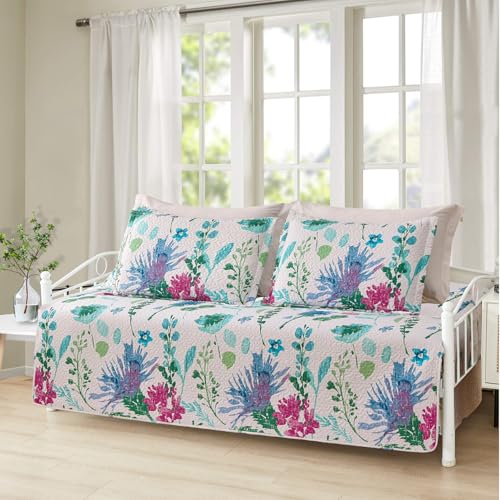 Image of Hailea 3 Piece Daybed Cover Twin Size Daybed Bedding Sets Grey Blue DayBed Cover Plaid Patchwork Bedspread Coverlet for Twin Bed with 2 Standard Shams,39 inchx75 inch