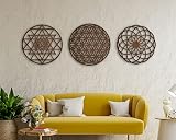 Sacred Geometry Wood Wall Art Decor, Mandala Wall Art, Geometric Wooden Wall Decoration, 3 Piece Sac