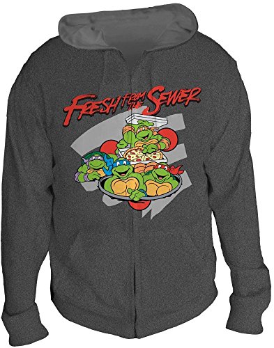 Teenage Mutant Ninja Turtles Fresh from the Sewer Mens Gray Hoodie, Large