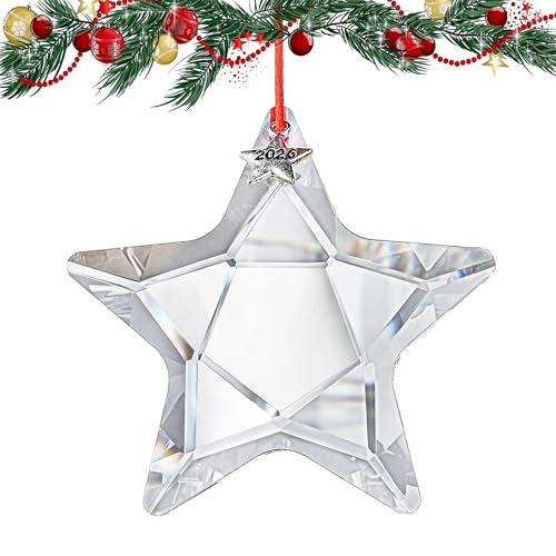 KANPURA Crystal Star Christmas Ornament for Tree Decoration 2026 Glass Star Prism for Windows, Garden, Car Decor