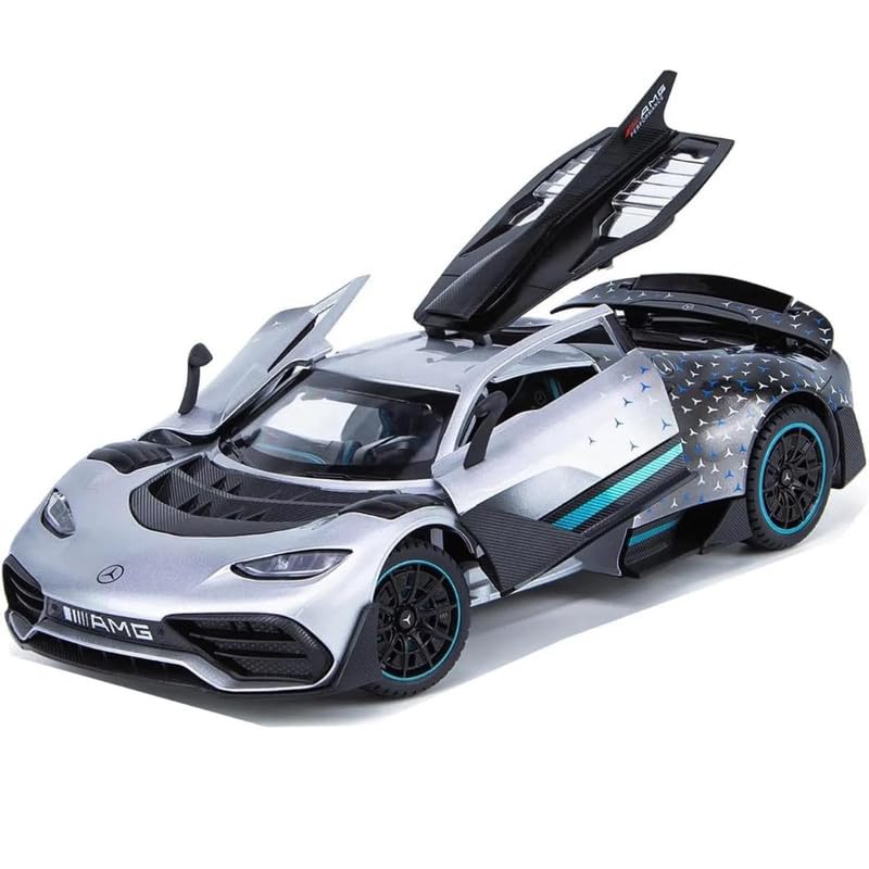 Image of Model 1:24 Mercedes Benz AMG ONE Model Alloy Metal Pull Back Die-cast Car Openable Doors with Sound and Light Vehicle Car Toy for Kids - Multicolor