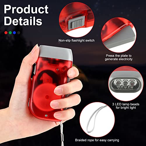 24 Pieces Hand Crank Flashlight No Battery Flashlight With Led Self Powered Charging Torch Dynamo For Camping Emergency (Green, Grey, Blue, Red) #TOP3