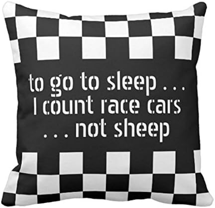 Emvency Throw Pillow Cover Car Cool Black White Formula Checkered Pattern Motorsport Decorative Pillow Case Home Decor Square 16 x 16 inch Pillowcase