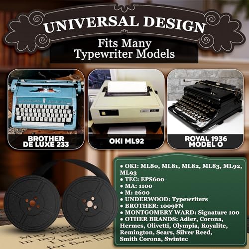 4 Pairs Typewriter Ribbon - Black Typewriter Ink Ribbon with 0.2 Inch/5mm Central Aperture, Durable Twin Spool Replacement - Reliable Print Quality, Compatible with Most Typewriters - Thumbnail 7