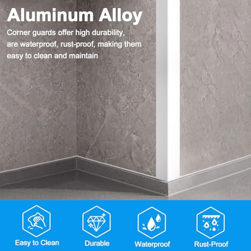 Image of 8Pack Aluminum Metal Corner Protector, 45″x 2″ Peel and Stick L Molding Corner Guards with 90 Angle, for Wall Door Frame Cabinet Furniture Baseboard Protection and Decoration (White)