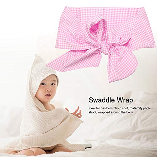 Image of Zerodis Baby Swaddle Wrap Sash, Cotton Maternity Bowknot Newborn Infant Blanket for Photo Receiving Blankets, Light Plaid