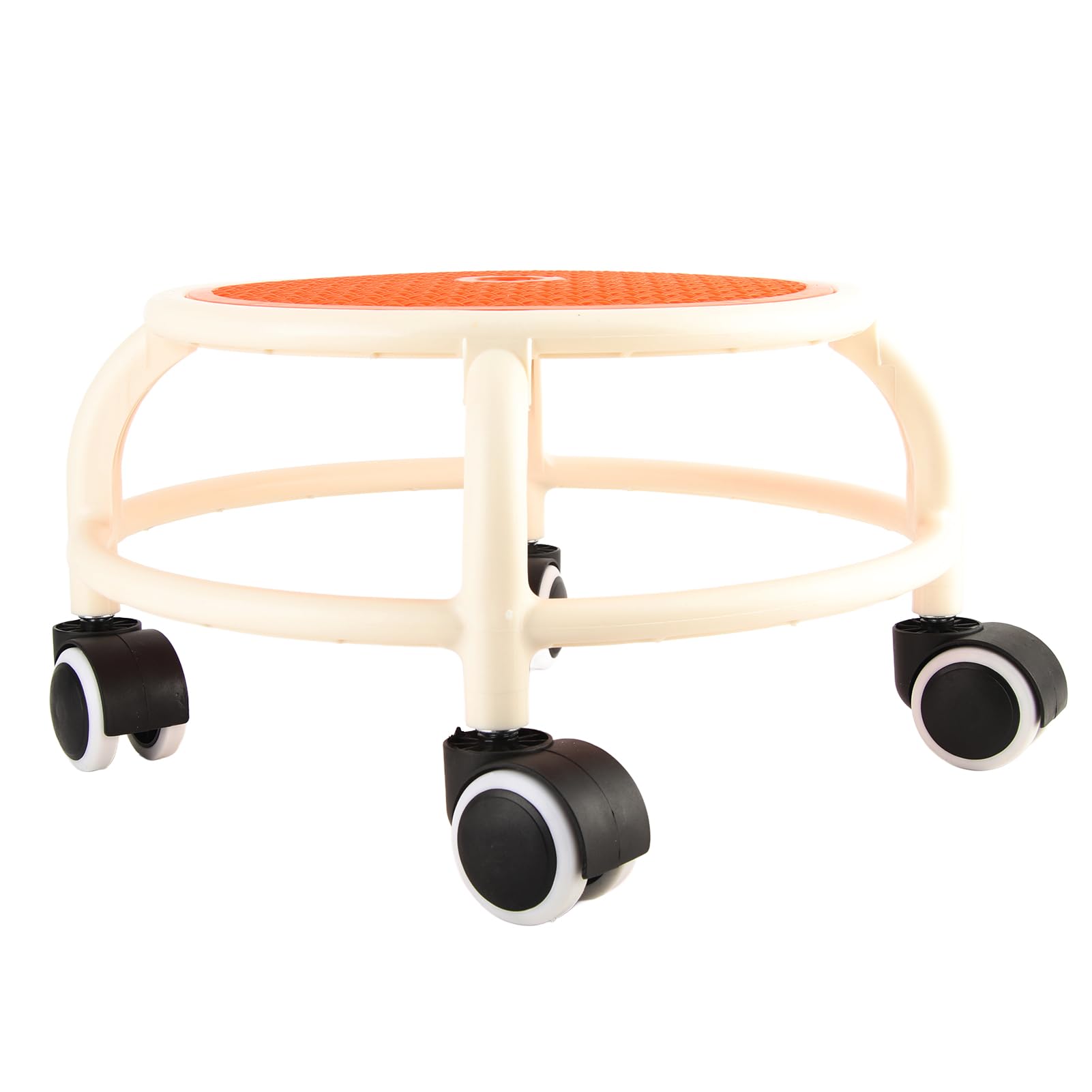 Qcwwy Drehhocker, Stilvoller, Runder, Niedriger Rollhocker für zu Hause, Atmungsaktives Design, Hohe Tragfähigkeit, Kunststoff (ORANGE)