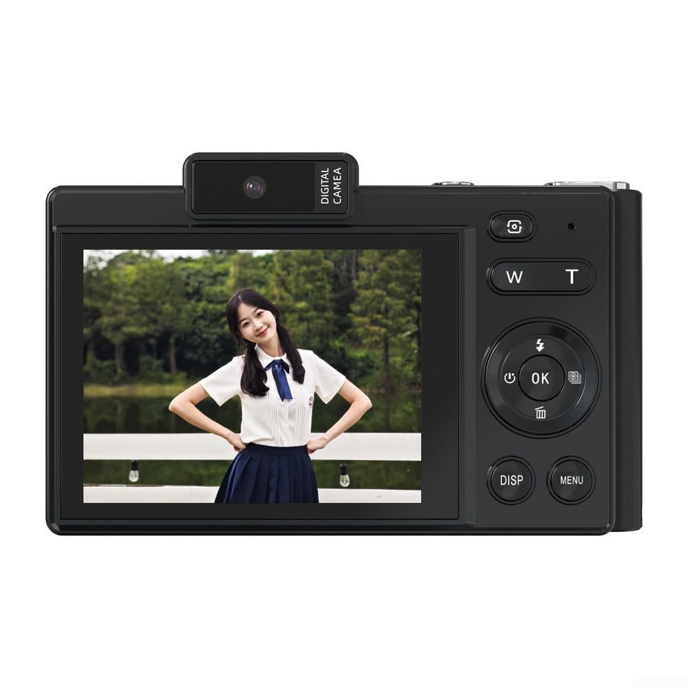 Fotocamera digitale 4K Video 48MP Foto Autofocus Fotocamera compatta con Flash 2.8 Pollici Schermo, Per Studenti Fotografia, Viaggi Vlogging (Nero 32G)