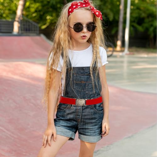 5PCS Girls Elastic Waist Belt with Heart-Shaped Metal Buckle, Adjustable Belts for Kids Size 15-30", Perfect for Pants, Jeans, and Dresses4