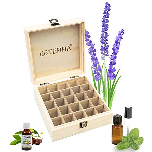 Grandnessry Essential Oil Storage Box, 25 Slots Wooden Aromatherapy Essential Oil Bottle Storage Box, Essential Oil Display Box
