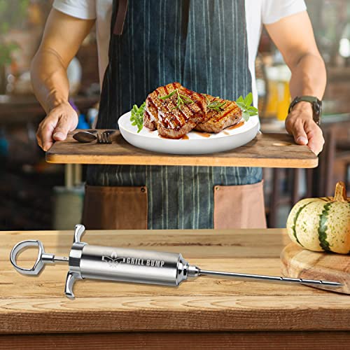 Grill Bump Meat Injector Syringe Kit With 3 Professional Marinade Injector Needles For Bbq Grill Smoker, Turkey And Brisket; 2-Oz Large Capacity, Including Paper User Manual, Recipe E-Book (Pdf) #TOP3