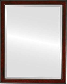 OVALCREST Rectangle Beveled Wall Mirror for Home Decor - Toronto Style - Vintage Cherry - 26x22 Outside Dimensions