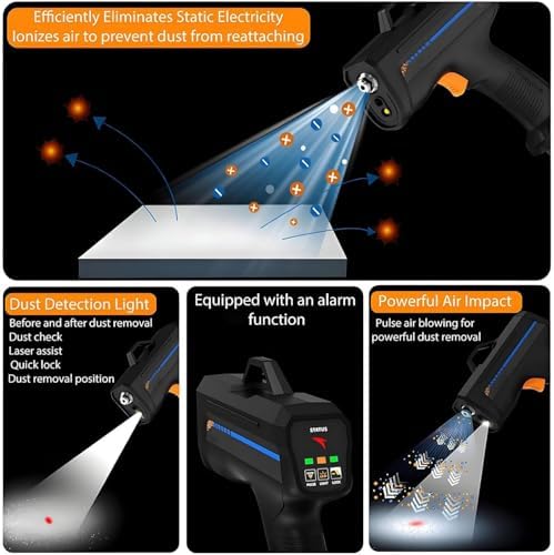 Handheld Ionizing Air Gun with Dust Detection Light - Anti-Static Solution for Electronic Repair & Efficient Dust Removal - Portable & Effective Anti-Static Tool