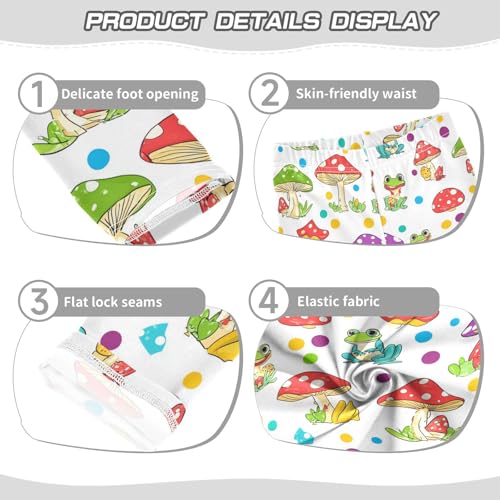 Wusikd Cute Mushrooms Girls' Leggings Toddler Doodles Frogs Kids Yoga Pants Dance Active Tights 4T3
