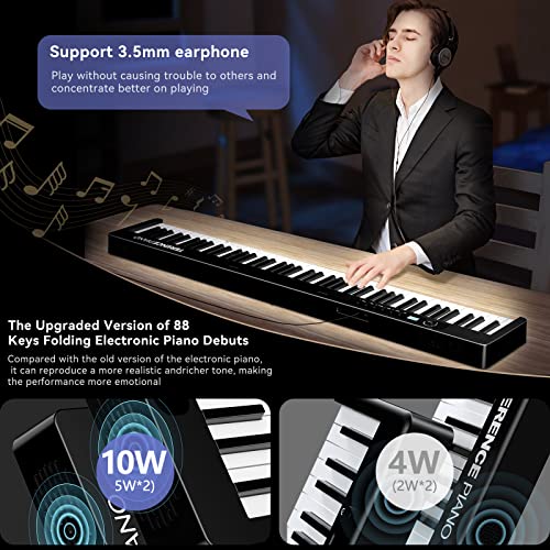 TERENCE Pliable Piano Numérique 88 Touches avec Batterie de 1750mAh semi-lestées Pédale de Sustain MIDI avec support de partitions Bluetooth Sacs pour Piano Câble audio Casque - Les Beatles, Paul McCartney, John Lennon, RIngo Starr, George Harrison TERENCE Pliable Piano Numérique 88 Touches avec Batterie de 1750mAh semi-lestées Pédale de Sustain MIDI avec support de partitions Bluetooth Sacs pour Piano Câble audio Casque – Image 4