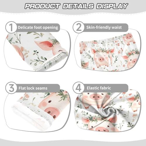 Pigs Wreaths Girls' Leggings Toddler Doodles Cute Kids Yoga Pants Dance Active Tights 4T3