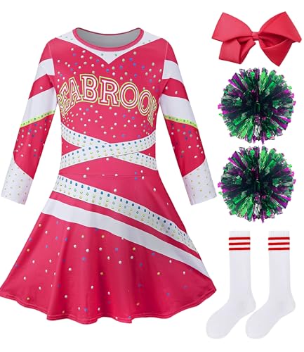 Disfraz completo de animadora para niña rojo rosado talla Large miniatura 1