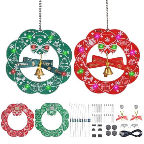 Kit de soldadura de corona de Navidad DIY con 3 modos de luces LED 2