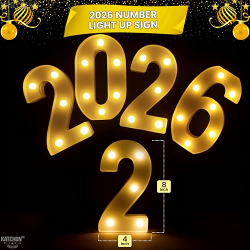 Image of KatchOn, Led Light Up 2026 Sign - 8 Inch | 2026 Marquee Numbers for Graduation Decorations 2026 Light Up Numbers for Graduation Party Supplies 2026 Light Up Numbers for Graduation