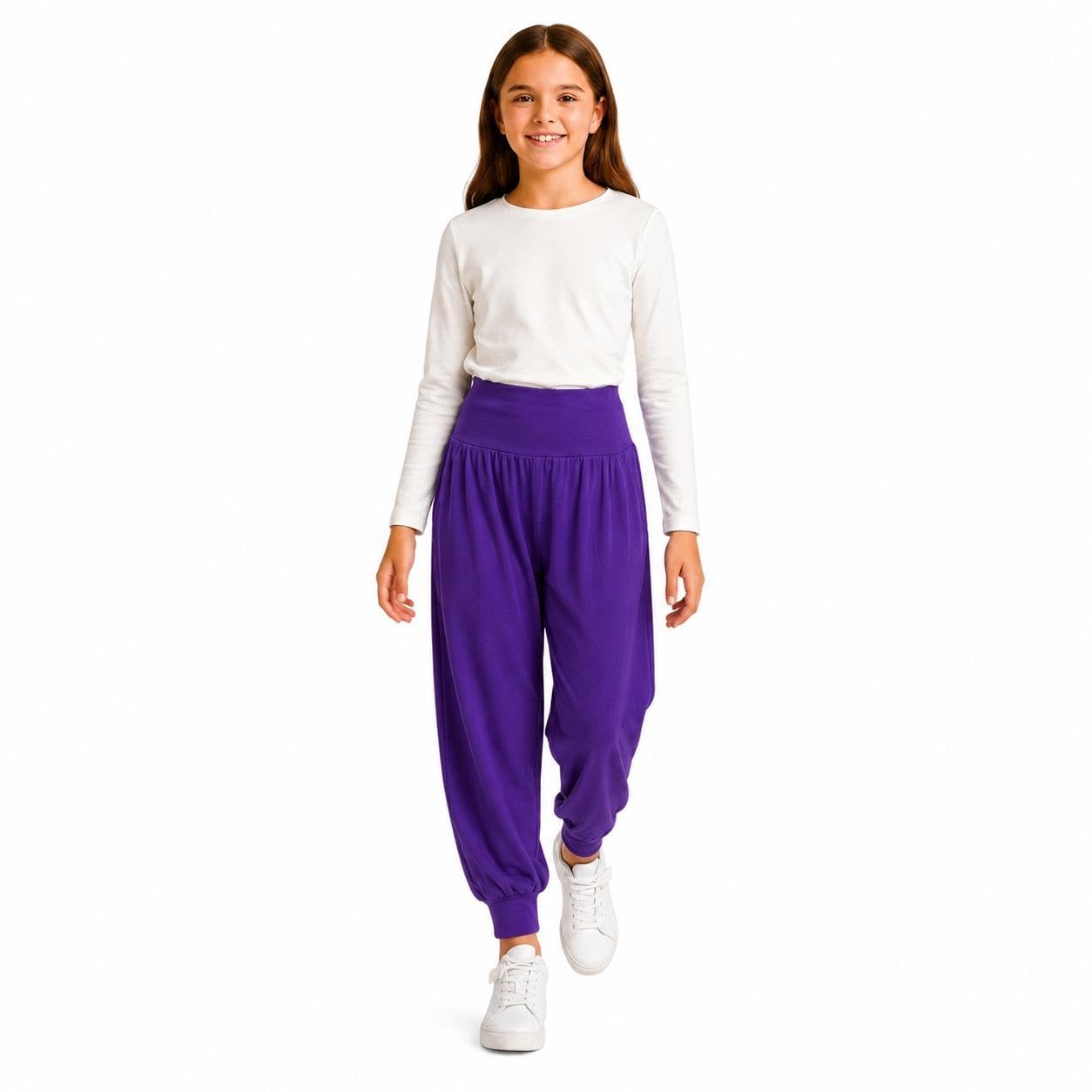 A2Z 4 Kids Girls Ali Baba Harem Trousers Plain Fashion Pants Purple