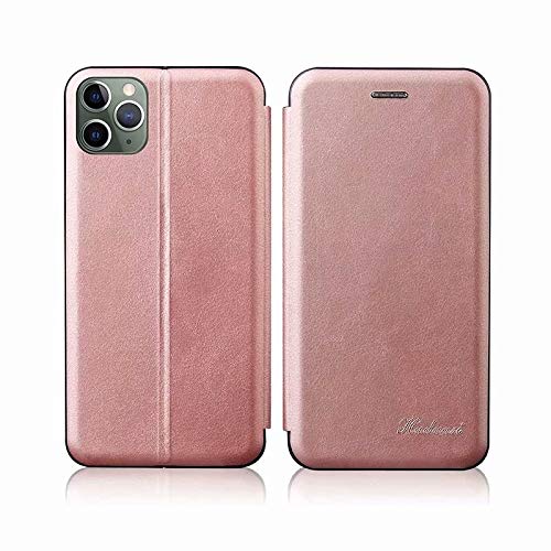 Étui de protection iPhone 11 Pro Max haut de gamme finition cuir or rose et support aimanté