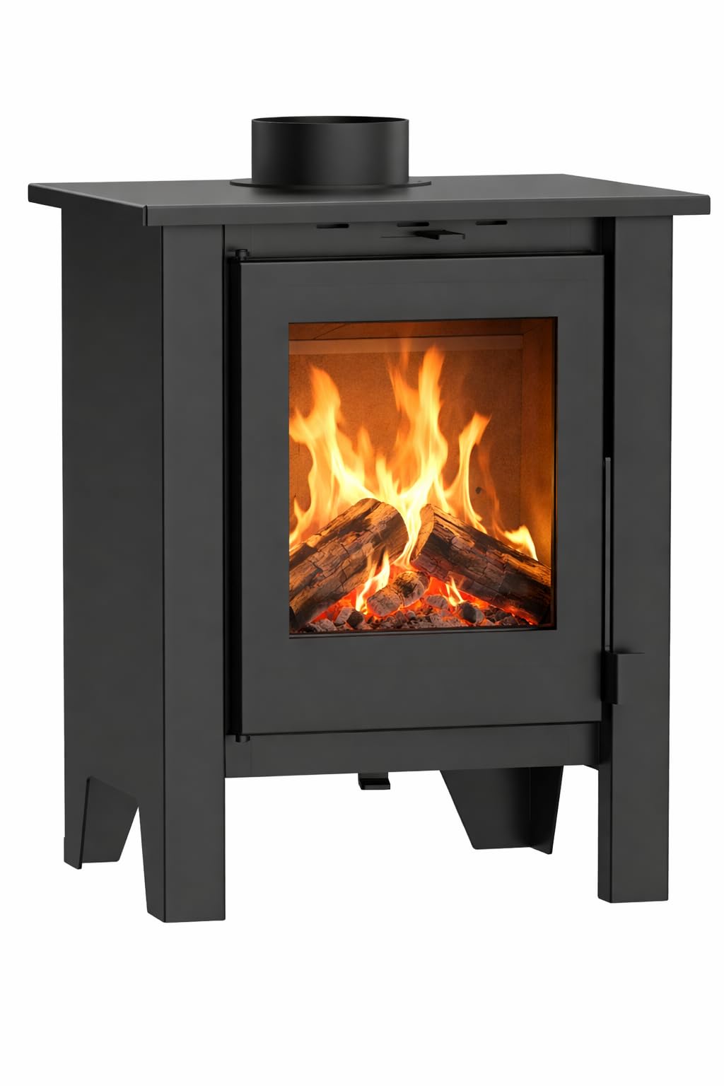NEMAXX® H8 Belüfteter Holzofen Kaminofen Schwarz 7,6 kW 50–90 m² Warmluftgebläse Tangentiallüfter 2 Stufen Primär-/Sekundärluft EEK A 76% Ø 150 mm Vermiculite-Auskleidung Keramikglas 850 °C