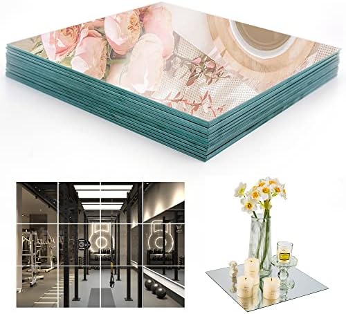 JASANMAXMIRROR 12Pcs 12inch Square Mirror Plates, Gym Mirrors, Edges Polished, Square Mirrors for Centerpieces