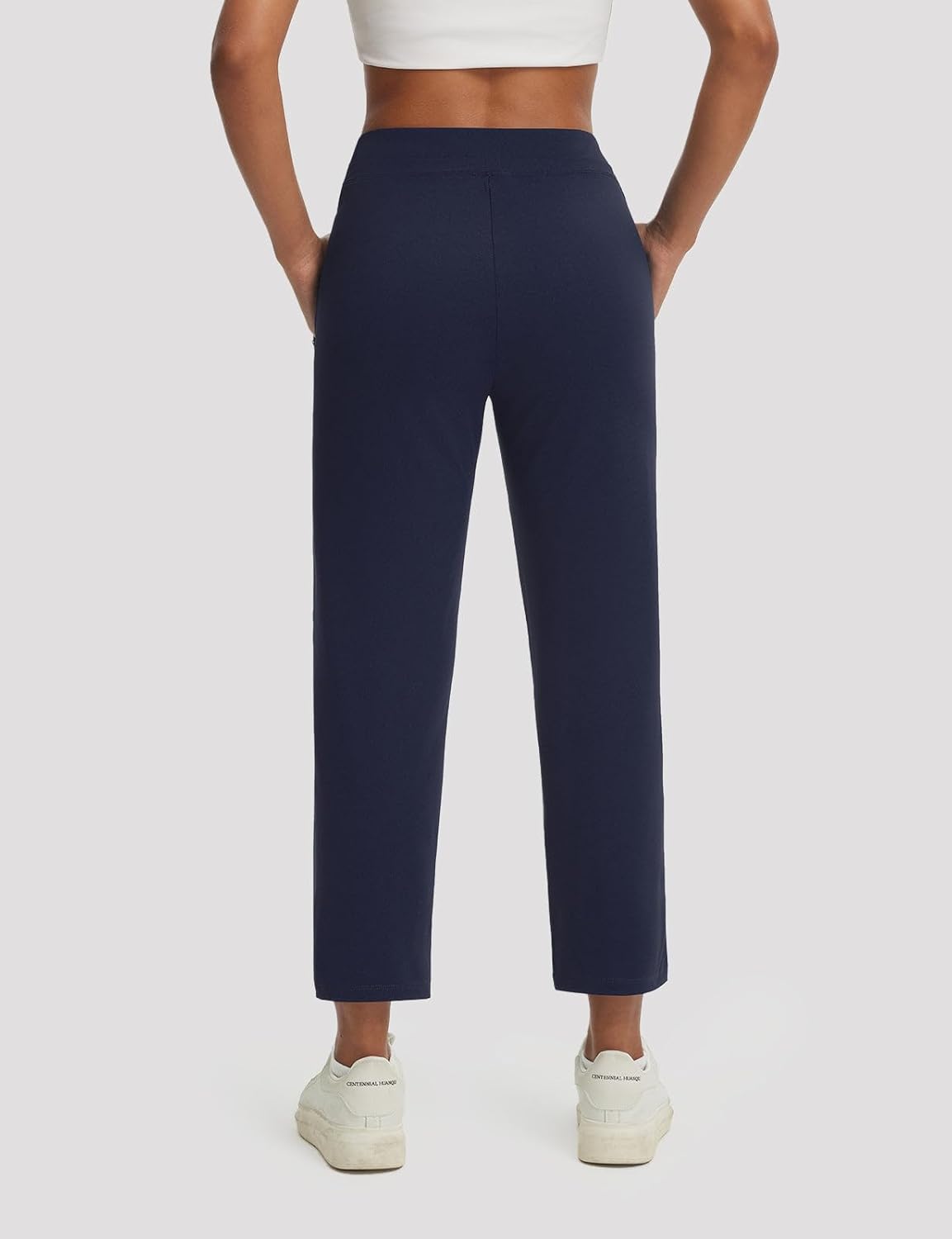 baleaf Womens 25" Petite Pants High Waisted Athletic Pant with Zipper Pockets Travel Golf Work Casual