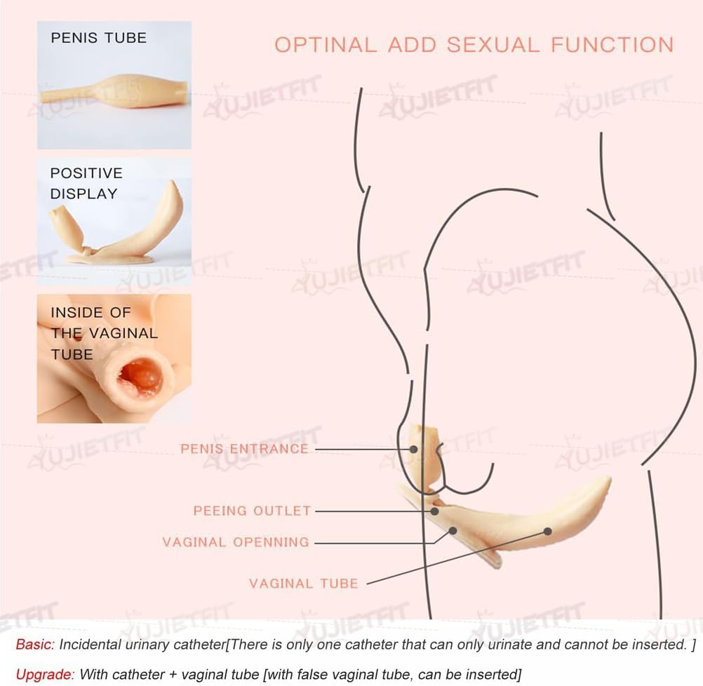 Crossdresser Silicone Panties Fake Butt Padded Control Triangle Pants Can Pee and Inserted for Man or Women Cosplay