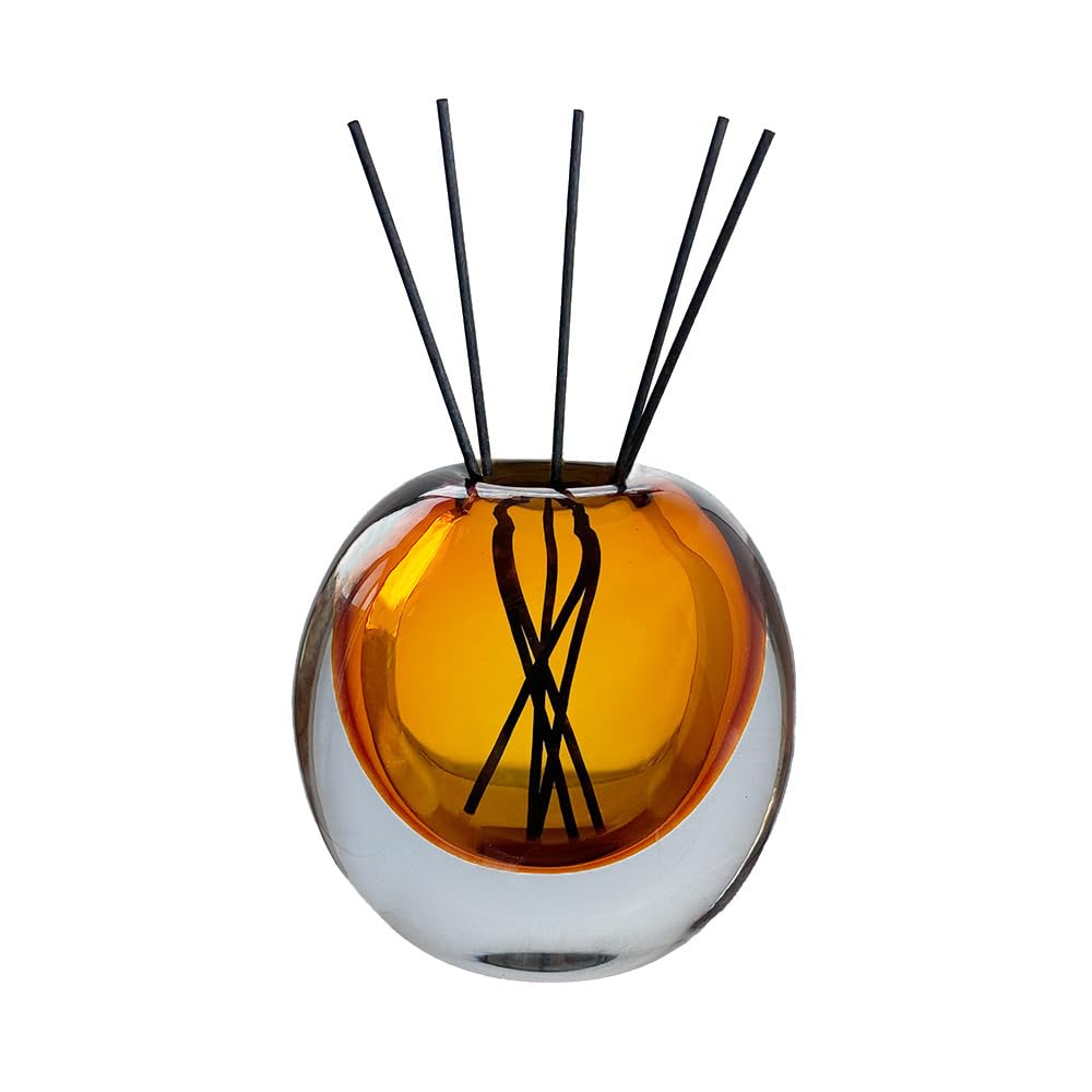 Amber Glass Vase, DIY Empty Reed Diffuser Bottle for Essential Oils, 200mL, Aromatherapy, Modern Home Decor