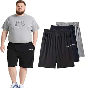 wulanhada Men's Big and Tall Shorts XL-9XL with Adjustable Elastic