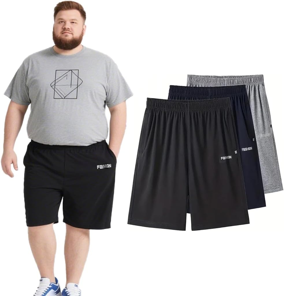 Men's Big and Tall Shorts XL-9XL with Adjustable Elastic Drawstring Plus Size Shorts for Summer