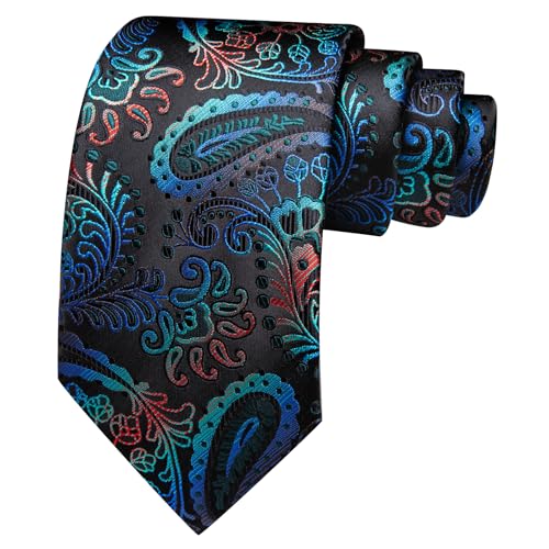 Image of Barry.Wang Paisley Tie Fashion Set Hanky Cufflinks Neckties for Men Woven Silk